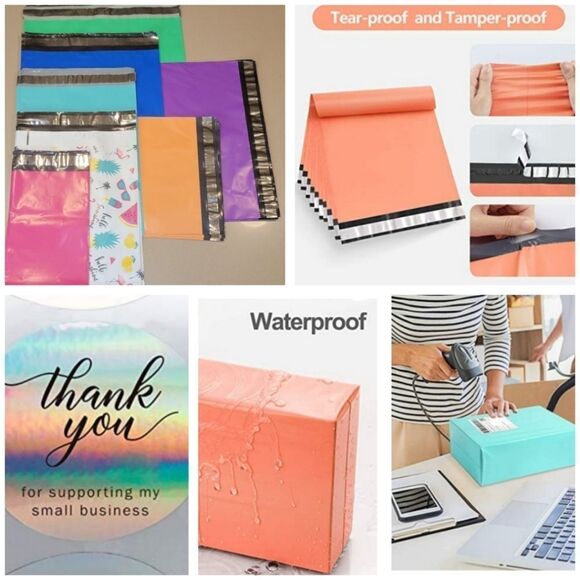 Poly Mailers 50pc Starter Pack w/ 50 Thank you Stickers - Picture 1 of 15